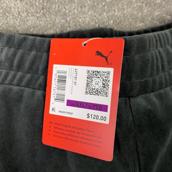 NWT Puma Ferrari Velour Sweat Pants Men's XXL Gray MT7 Scuderia Lounge Joggers - Picture 5 of 13